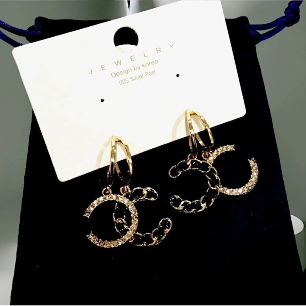 CC Elegant Gold and Silver Crescent Earrings